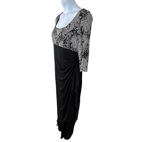 Alex Evenings Embellished Empire Waist 3/4 Length Sleeve Side Ruched A-Line Gown - Picture 7 of 14